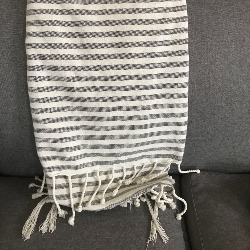 Striped cotton throw blanket